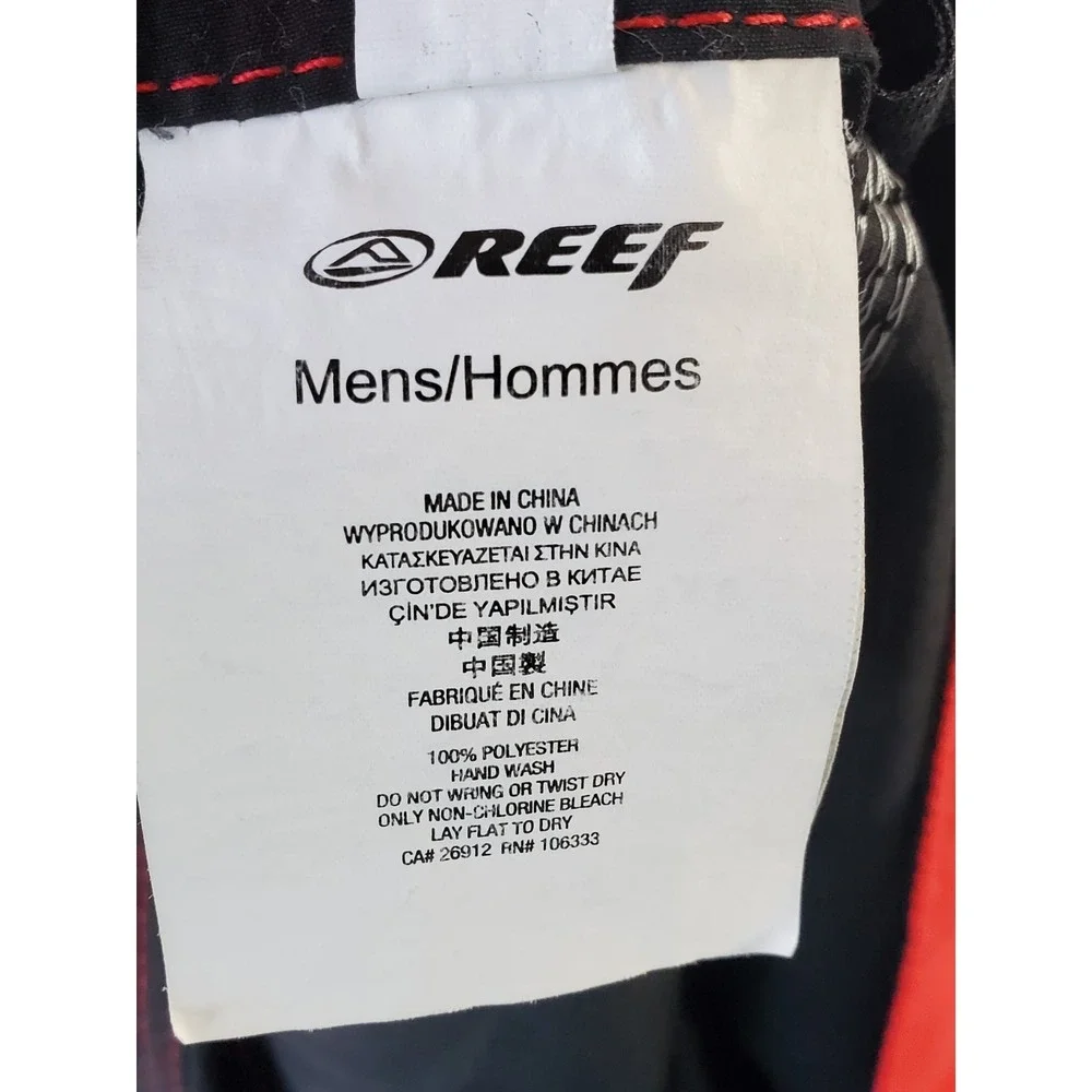 Reef‎ Life's Short Go Surfing Black Cargo Swim Trunks Men's 36 Board Shorts